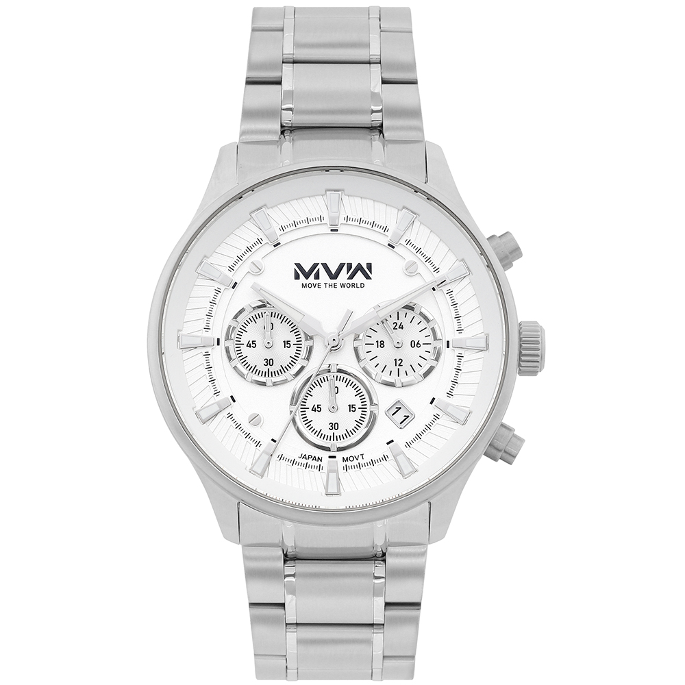 Đồng hồ MVW Sport 43 mm Nam MS099-01 Màu Bạc