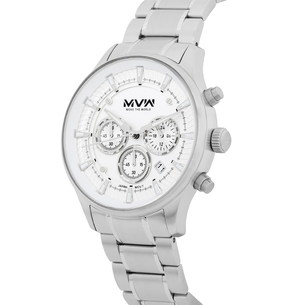 Đồng hồ MVW Sport 43 mm Nam MS099-01 Màu Bạc