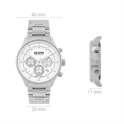Đồng hồ MVW Sport 43 mm Nam MS099-01 Màu Bạc