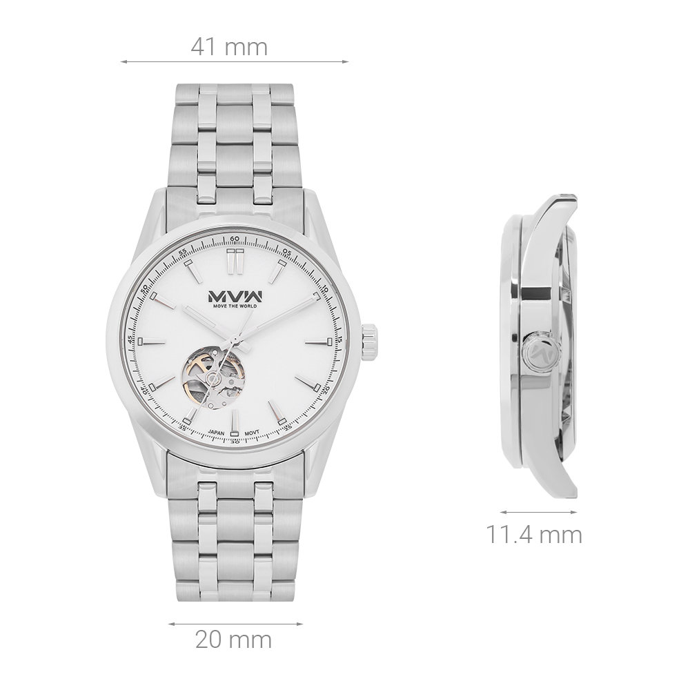 Đồng hồ MVW Star 41 mm Nam MSA102-01 Màu Bạc