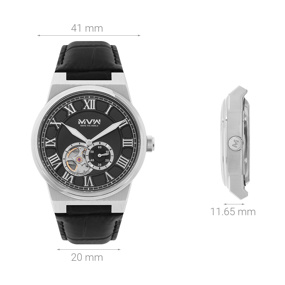 Đồng hồ MVW Star 41 mm Nam MLA093-01 Màu Đen