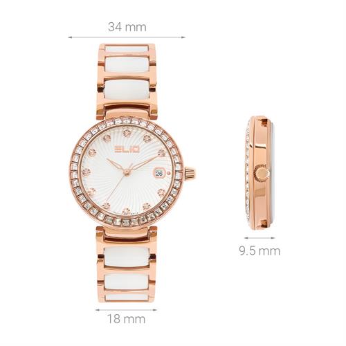 Đồng hồ Elio 34 mm Nữ ES168-02 Màu Vàng Hồng