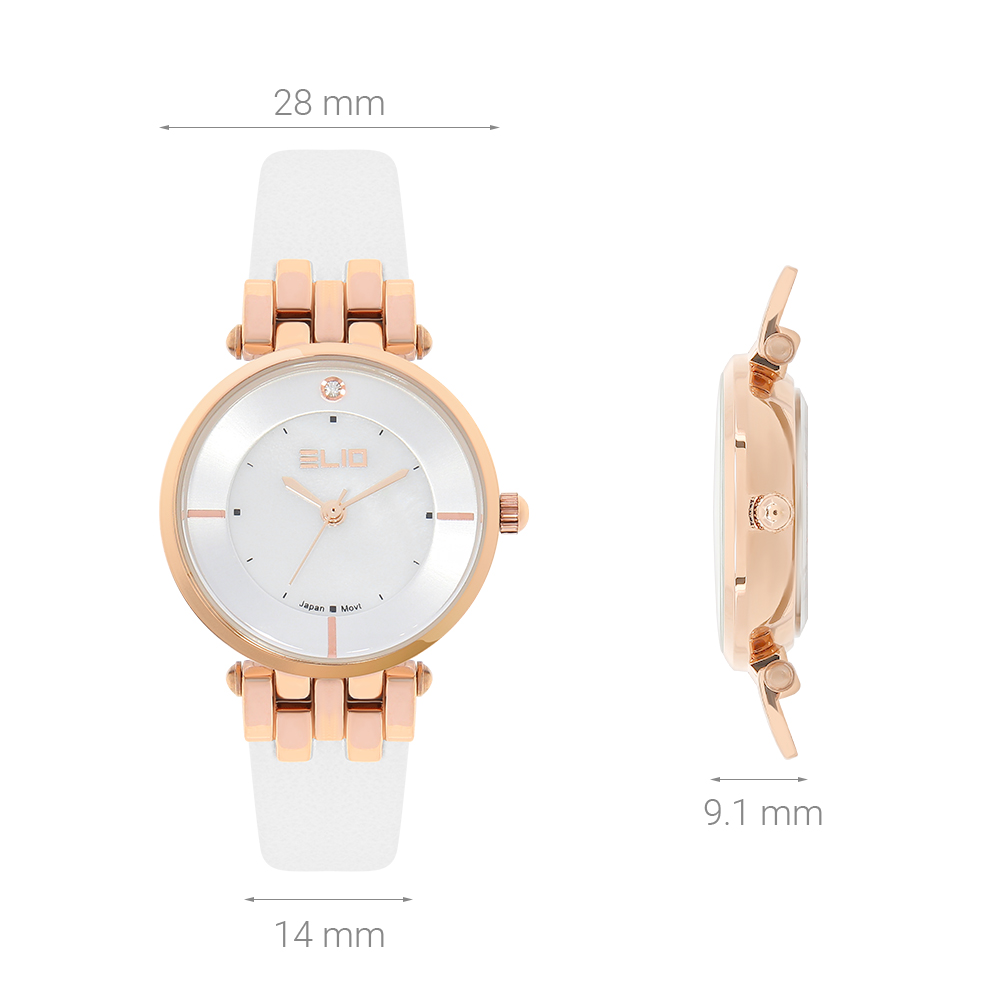 Đồng hồ Elio 28 mm Nữ EL148-01 Màu Trắng