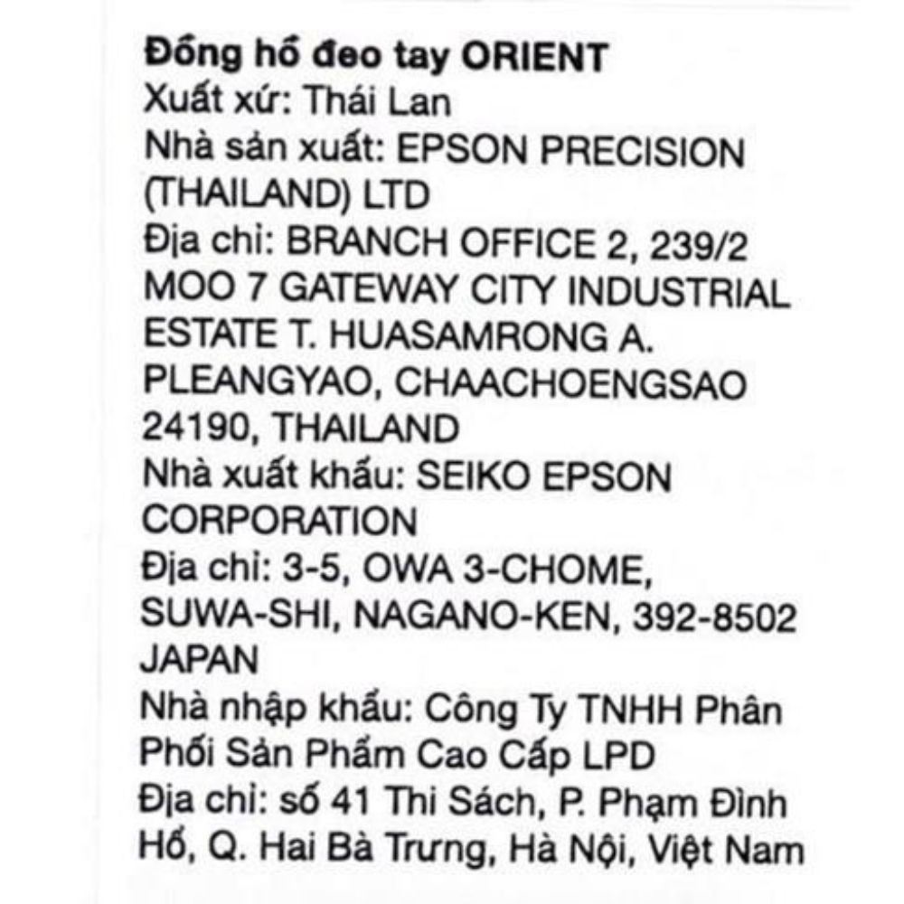 Đồng hồ Orient 38.3 mm Nam TAG03001W0 Màu Bạc