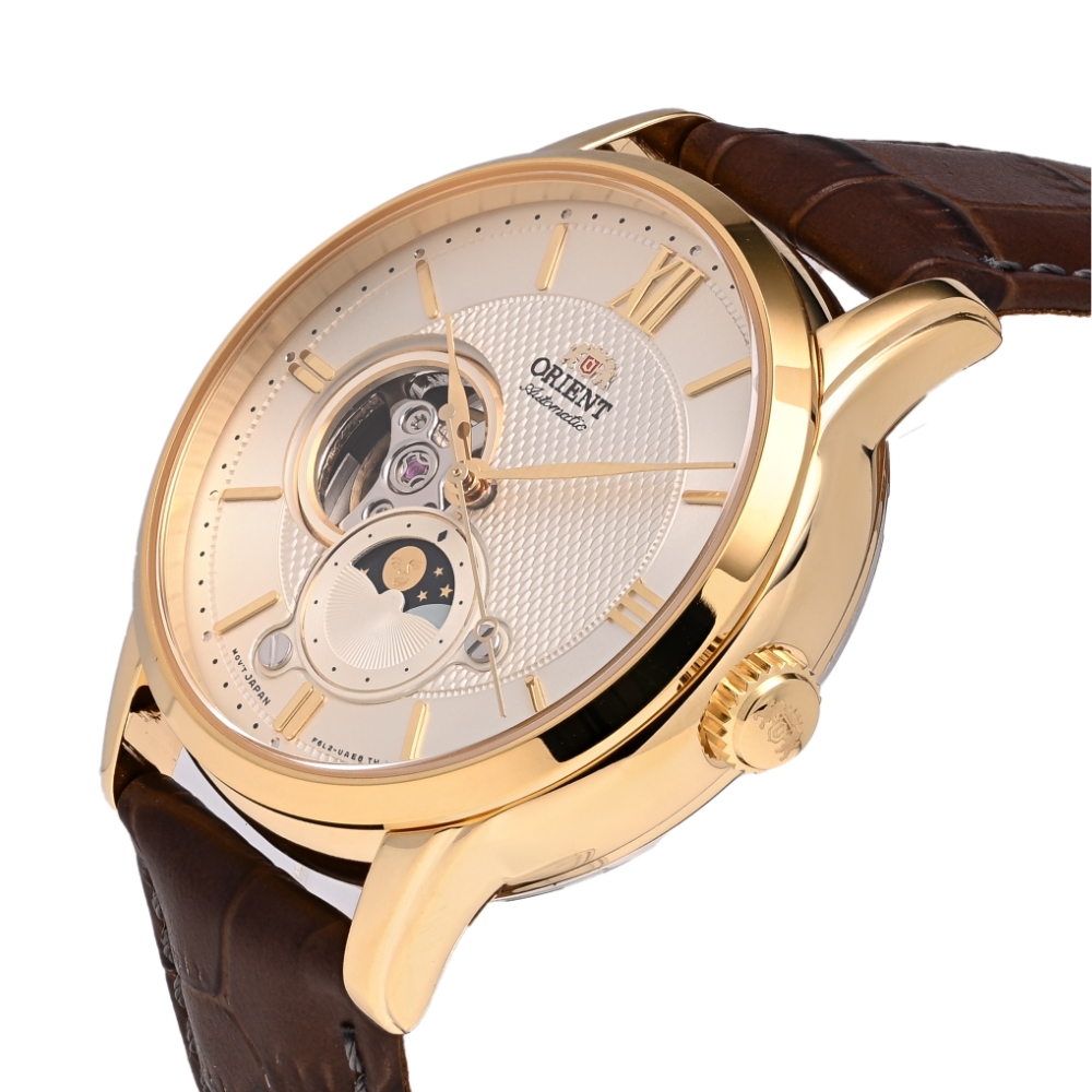 Đồng hồ Orient Sun & Moon 42 mm Nam RA-AS0010S30B Màu Nâu