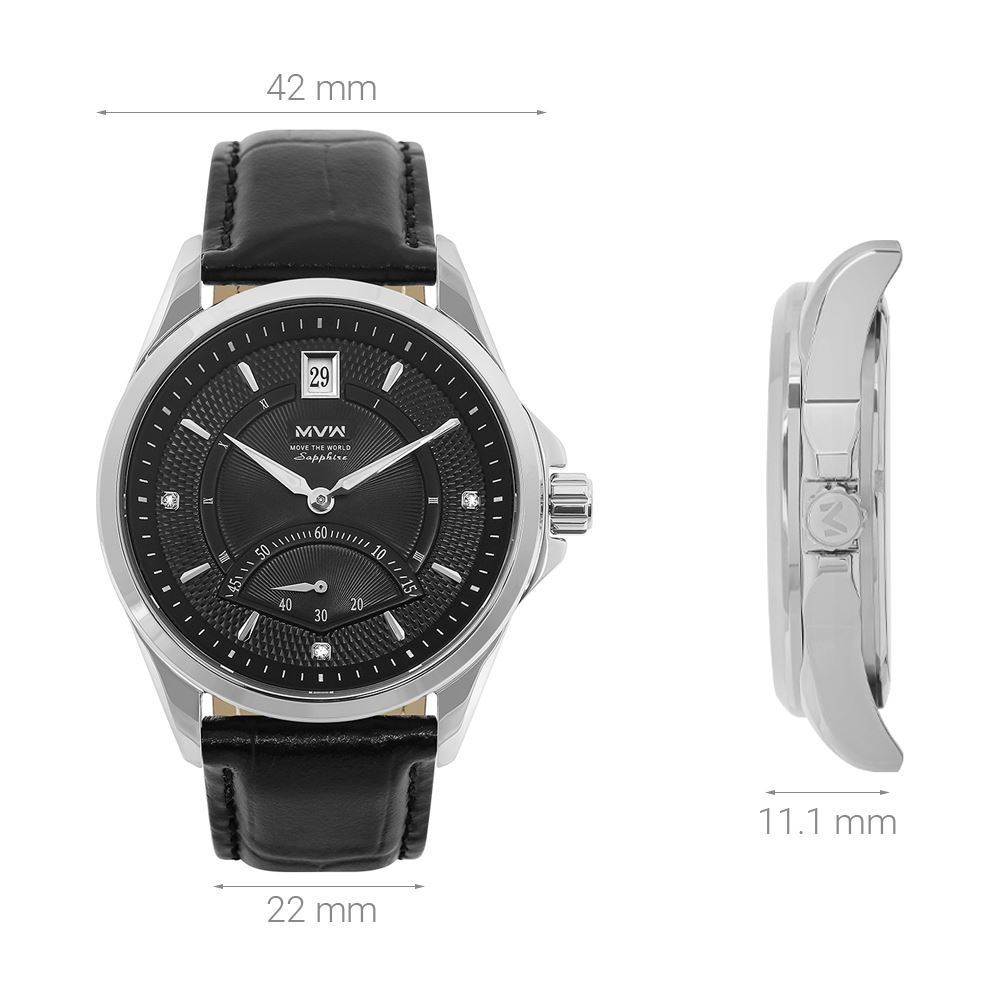 Đồng hồ MVW 42 mm Nam ML050-02N Màu Đen
