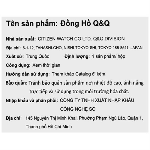 Đồng hồ Q&Q 46 mm Nam G06A-001VY Màu Đen