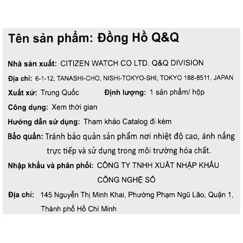 Đồng hồ Q&Q 40 mm Nam Q50B-001PY Màu Bạc
