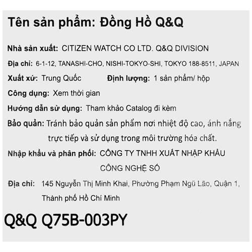 Đồng hồ Q&Q 34 mm Nữ Q75B-004PY Màu Bạc