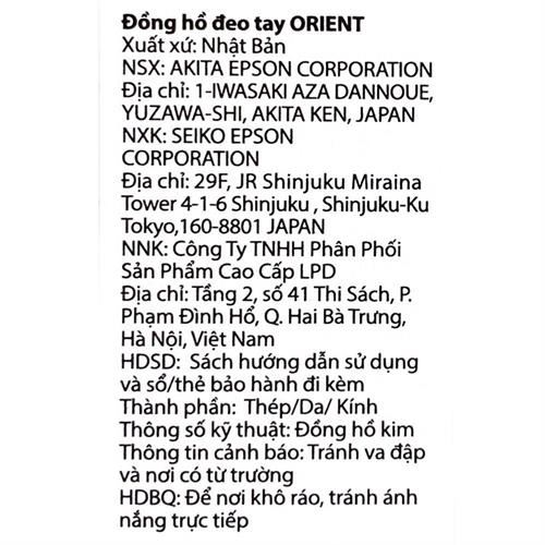 Đồng hồ Orient 41 mm Nam RE-AV0127L00B Màu Bạc