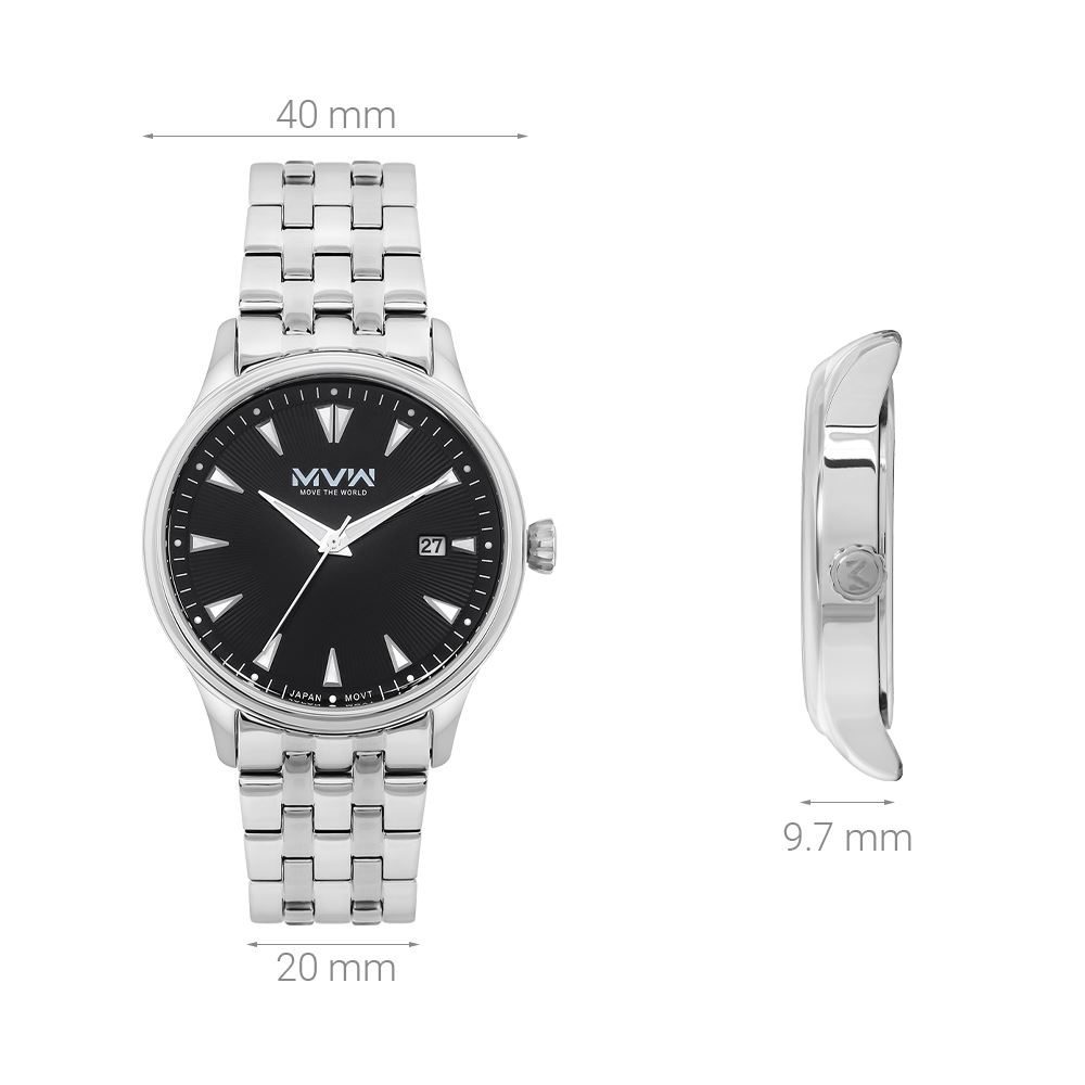 Đồng hồ MVW 40 mm Nam MS102-02 Màu Bạc