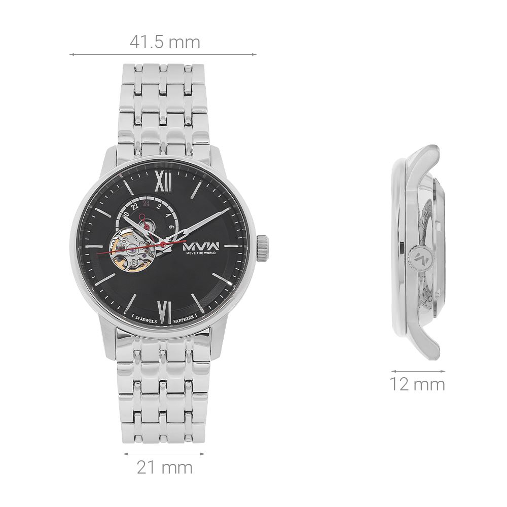 Đồng hồ MVW Star 41.5 mm Nam MSA103-02 Màu Bạc