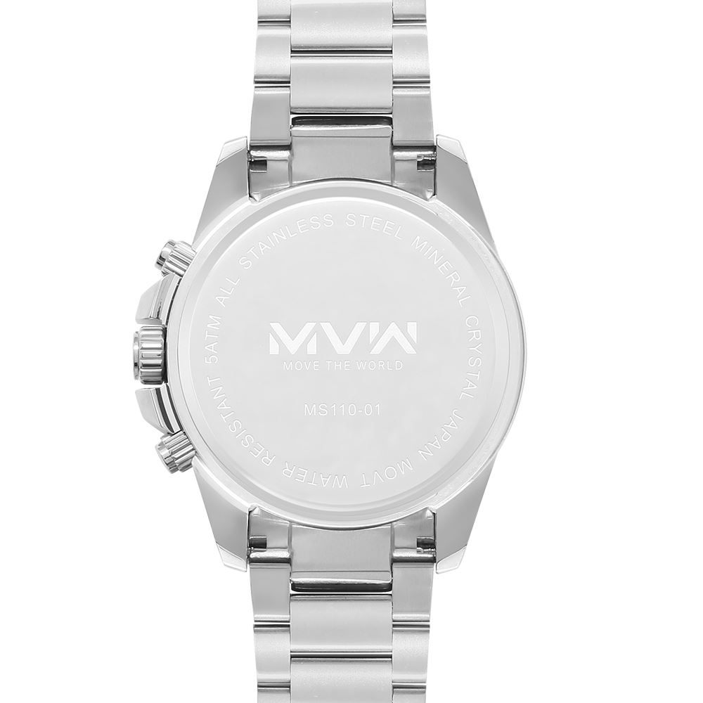 Đồng hồ MVW Sport 43 mm Nam MS110-01 Màu Bạc
