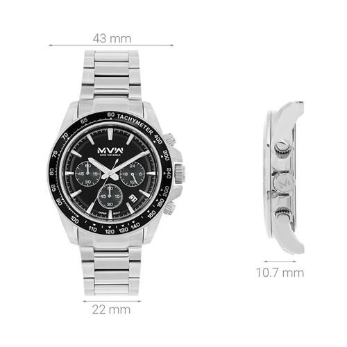 Đồng hồ MVW Sport 43 mm Nam MS110-01 Màu Bạc