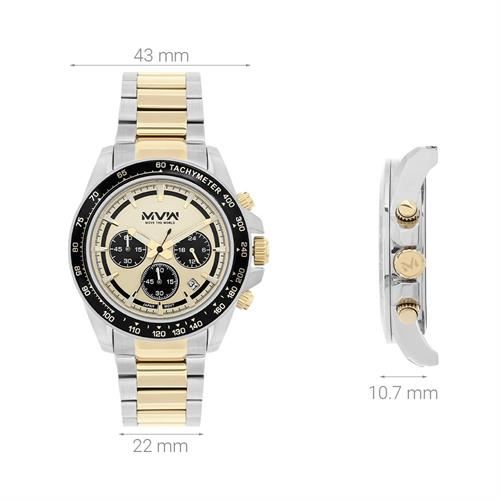 Đồng hồ MVW Sport 43 mm Nam MS110-02 Màu Bạc