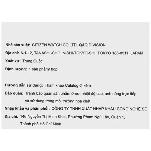 Đồng hồ Q&Q 23 mm Nữ Q20A-004PY Màu Bạc