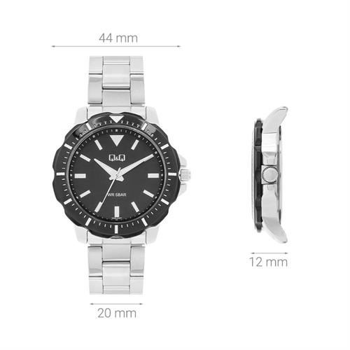 Đồng hồ Q&Q 44 mm Nam Q43B-002PY Màu Bạc