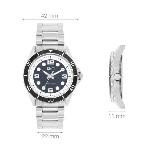 Đồng hồ Q&Q 42 mm Nam Q57B-001PY Màu Bạc