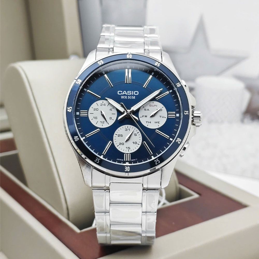 Đồng hồ Casio Timeless 43.5 mm Nam MTP-1374D-2A3VDF Màu Bạc
