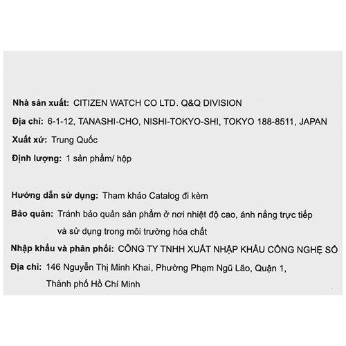 Đồng hồ Q&Q 50 mm Nam G19A-003VY Màu Đen