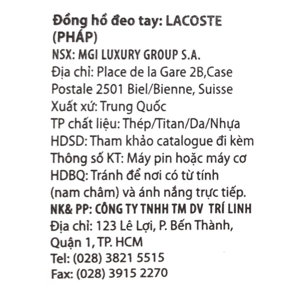 Đồng hồ Lacoste Parisienne 28 mm Nữ 2001442 Màu Xanh