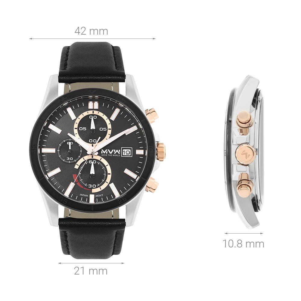 Đồng hồ MVW Sport 42 mm Nam ML094-01 Màu Đen