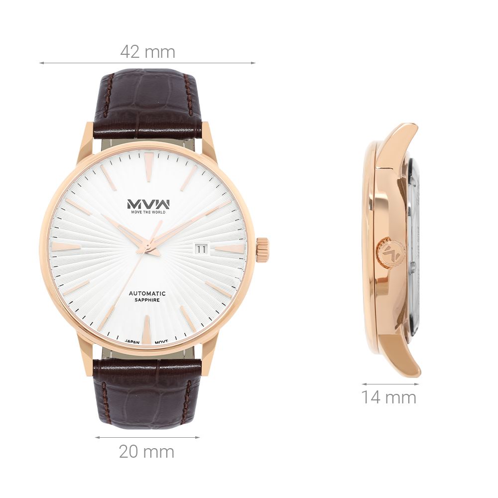 Đồng hồ MVW 42 mm Nam MLA094-01 Màu Nâu