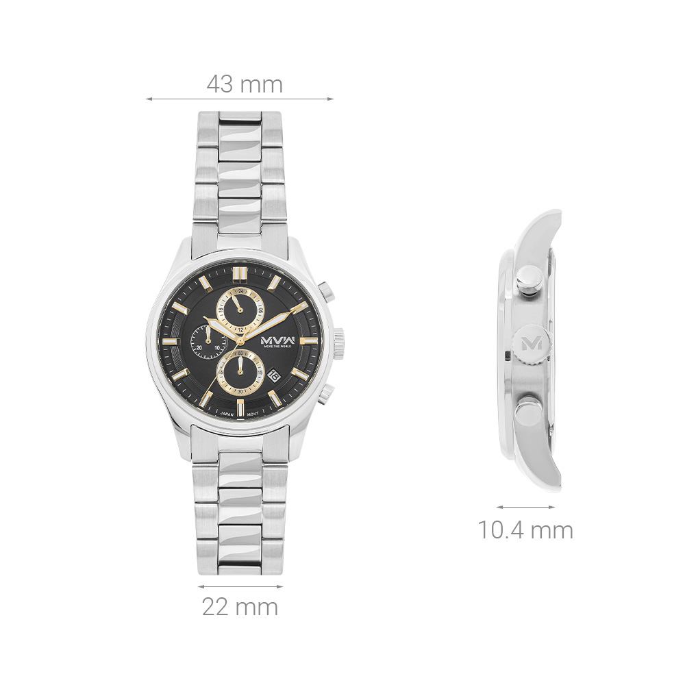 Đồng hồ MVW Sport 43 mm Nam MS106-01 Màu Bạc