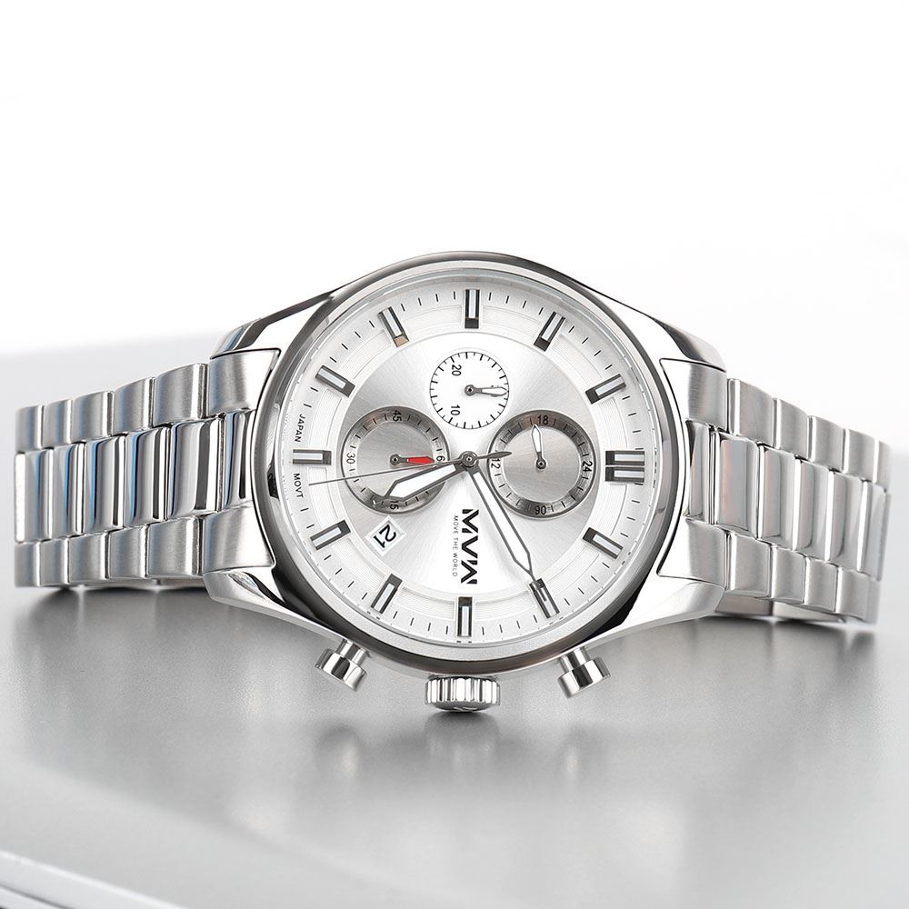 Đồng hồ MVW Sport 43 mm Nam MS106-02 Màu Bạc
