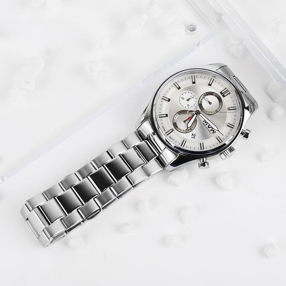 Đồng hồ MVW Sport 43 mm Nam MS106-02 Màu Bạc