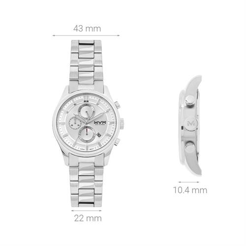 Đồng hồ MVW Sport 43 mm Nam MS106-02 Màu Bạc