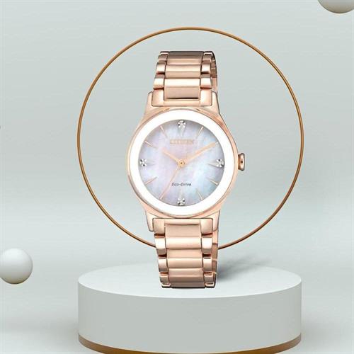 Đồng hồ Citizen 28 mm Nữ EM0738-80D Màu Vàng Hồng