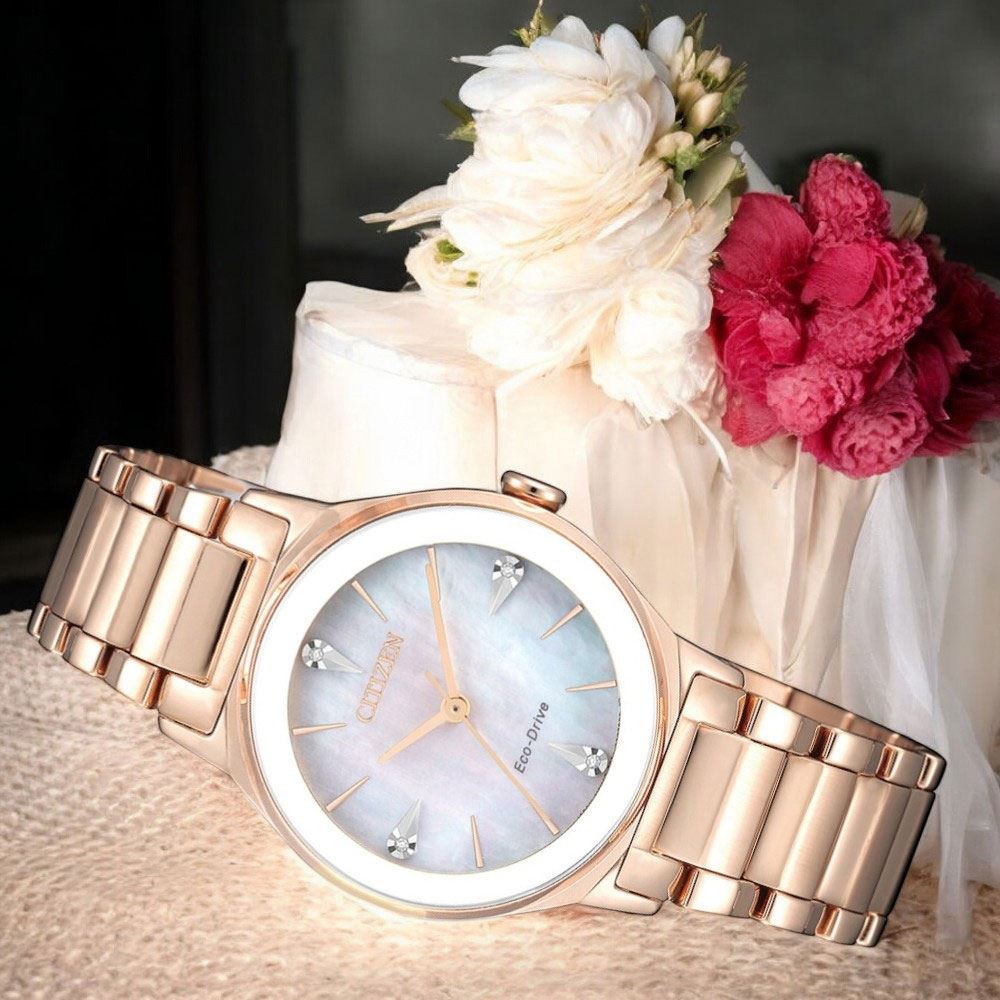 Đồng hồ Citizen 28 mm Nữ EM0738-80D Màu Vàng Hồng