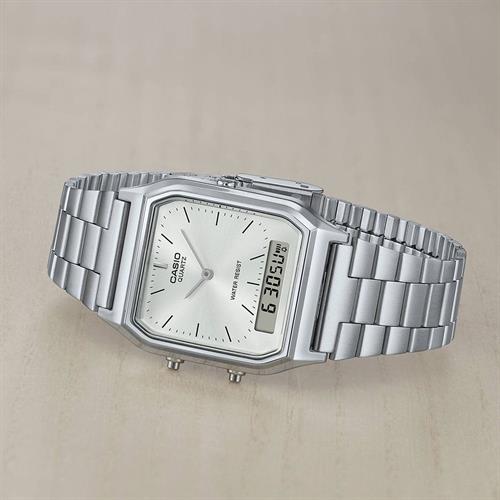 Đồng hồ Casio 29.8 mm Unisex AQ-230A-7AMQYDF Màu Bạc