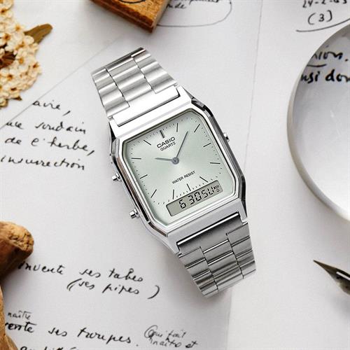 Đồng hồ Casio 29.8 mm Unisex AQ-230A-7AMQYDF Màu Bạc