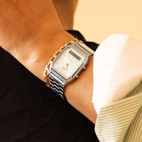 Đồng hồ Casio 29.8 mm Unisex AQ-230A-7AMQYDF Màu Bạc