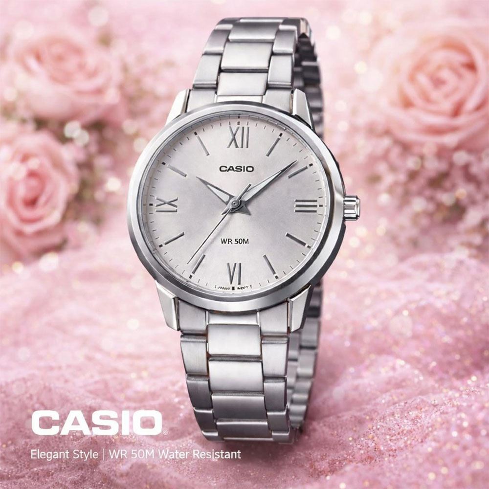 Đồng hồ Casio Timeless 30.5 mm Nữ LTP-1303DD-7AVDF Màu Bạc