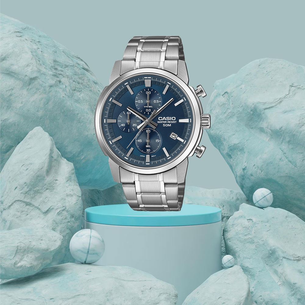 Đồng hồ Casio Timeless 42 mm Nam MTP-E510D-2A2VDF Màu Bạc
