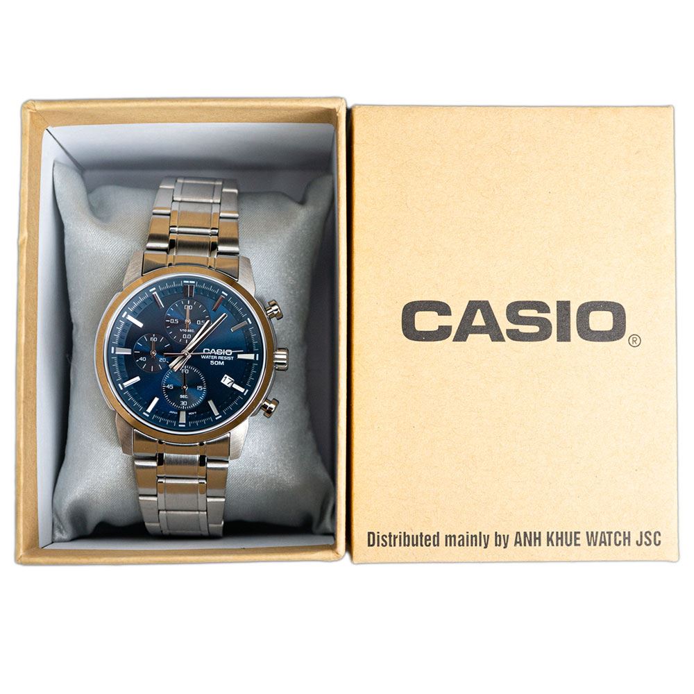Đồng hồ Casio Timeless 42 mm Nam MTP-E510D-2A2VDF Màu Bạc