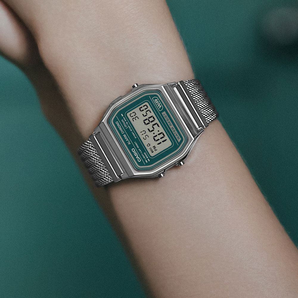 Đồng hồ Casio Vintage 33.2 mm Unisex A158WEM-3DF Màu Bạc