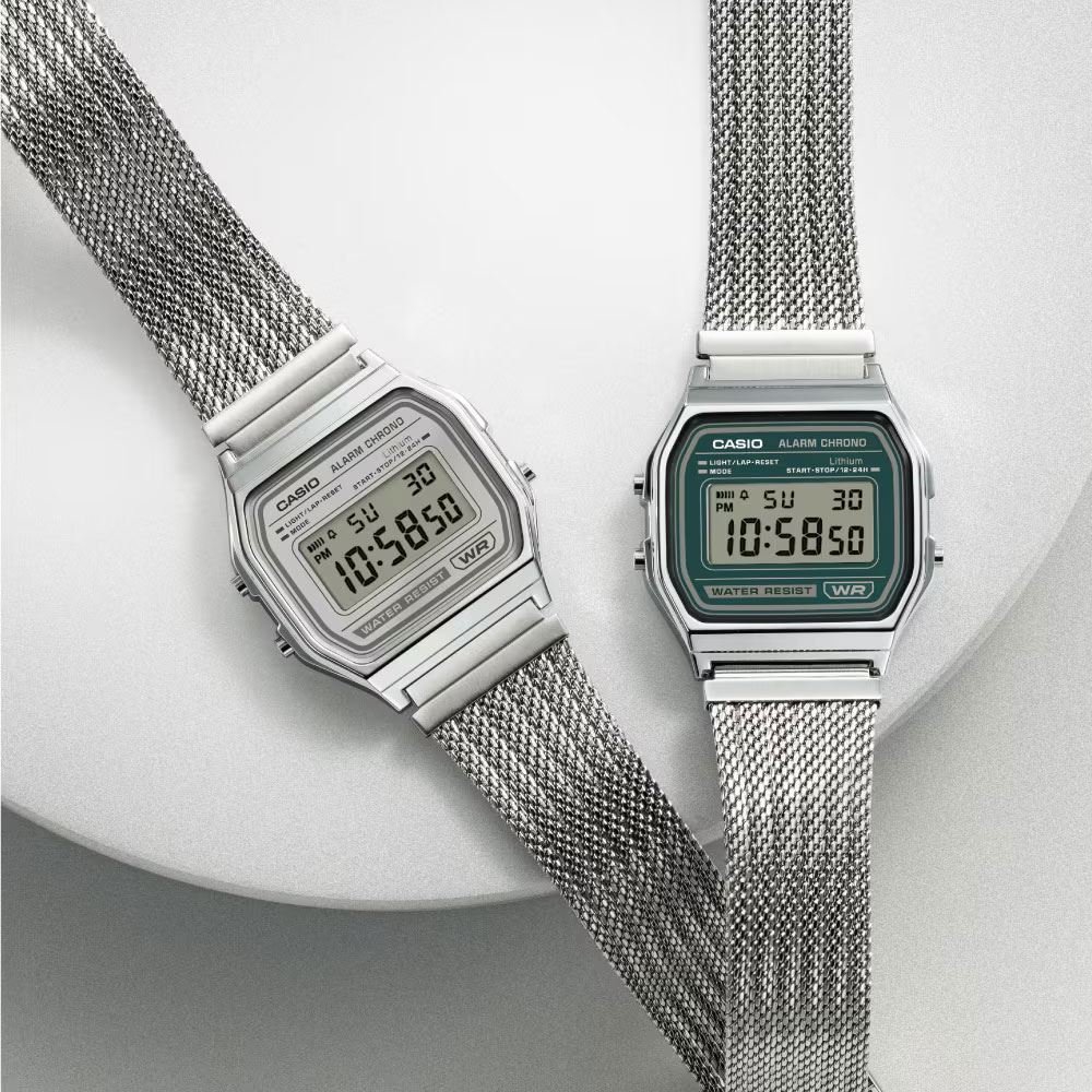 Đồng hồ Casio Vintage 33.2 mm Unisex A158WEM-7DF Màu Bạc