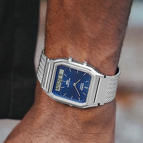 Đồng hồ Casio 29.8 mm Unisex AQ-230EM-2ADF Màu Bạc