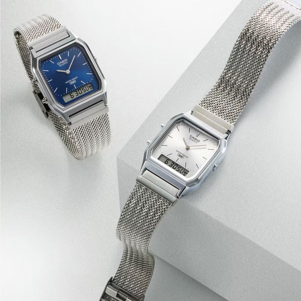 Đồng hồ Casio Vintage 29.8 mm Unisex AQ-230EM-2ADF Màu Bạc