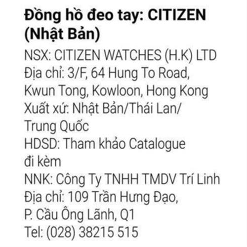 Đồng hồ Citizen 40 mm Nam NK0020-55E Màu Bạc