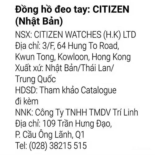 Đồng hồ Citizen 42 mm Nam BM8475-26E Màu Nâu