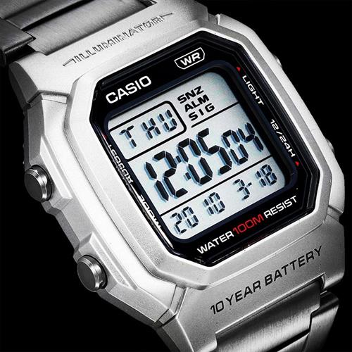 Đồng hồ Casio Timeless 36.8 mm Nam W-800HD-1AVDF Màu Bạc