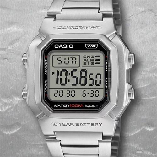 Đồng hồ Casio Timeless 36.8 mm Nam W-800HD-1AVDF Màu Bạc