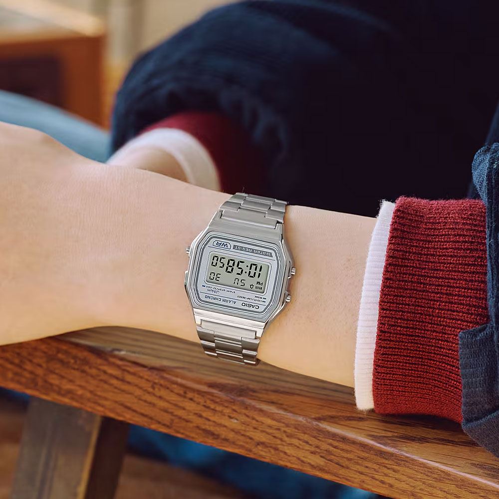 Đồng hồ Casio Vintage 33.2 mm Unisex A158WEA-7DF Màu Bạc