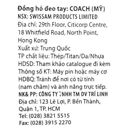 Đồng hồ Coach 19 mm Nữ 14504583 Màu Đen