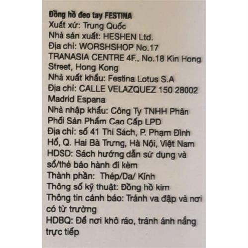 Đồng hồ Festina On The Square 29 mm Nữ F20680/1 Màu Vàng